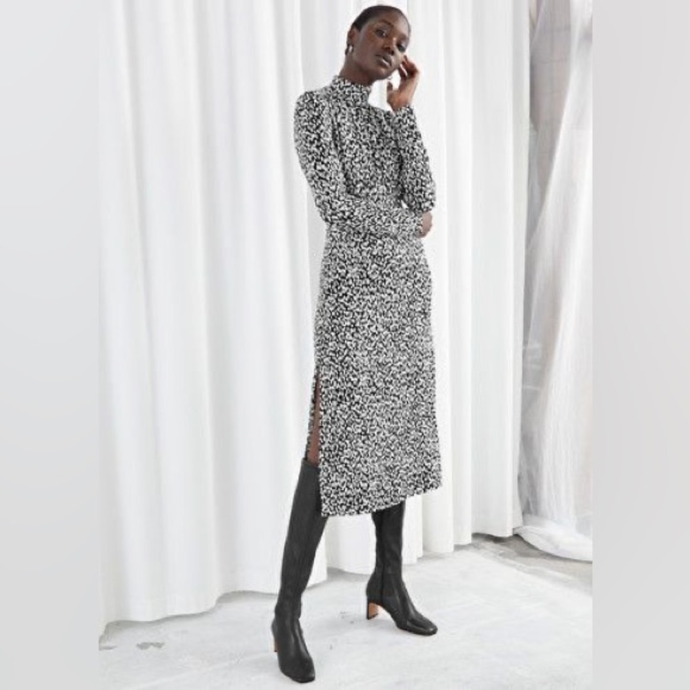 & Other Stories black and white midi Dress